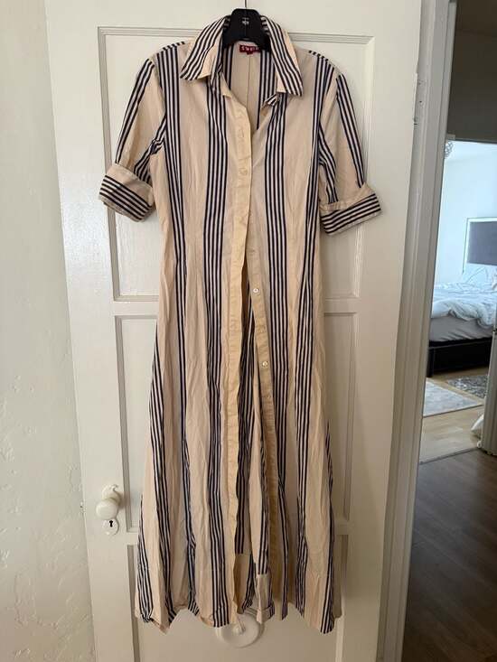STAUD Dresses & Skirts - STAUD Joan Cotton Poplin Stripe Maxi Shirt Dress